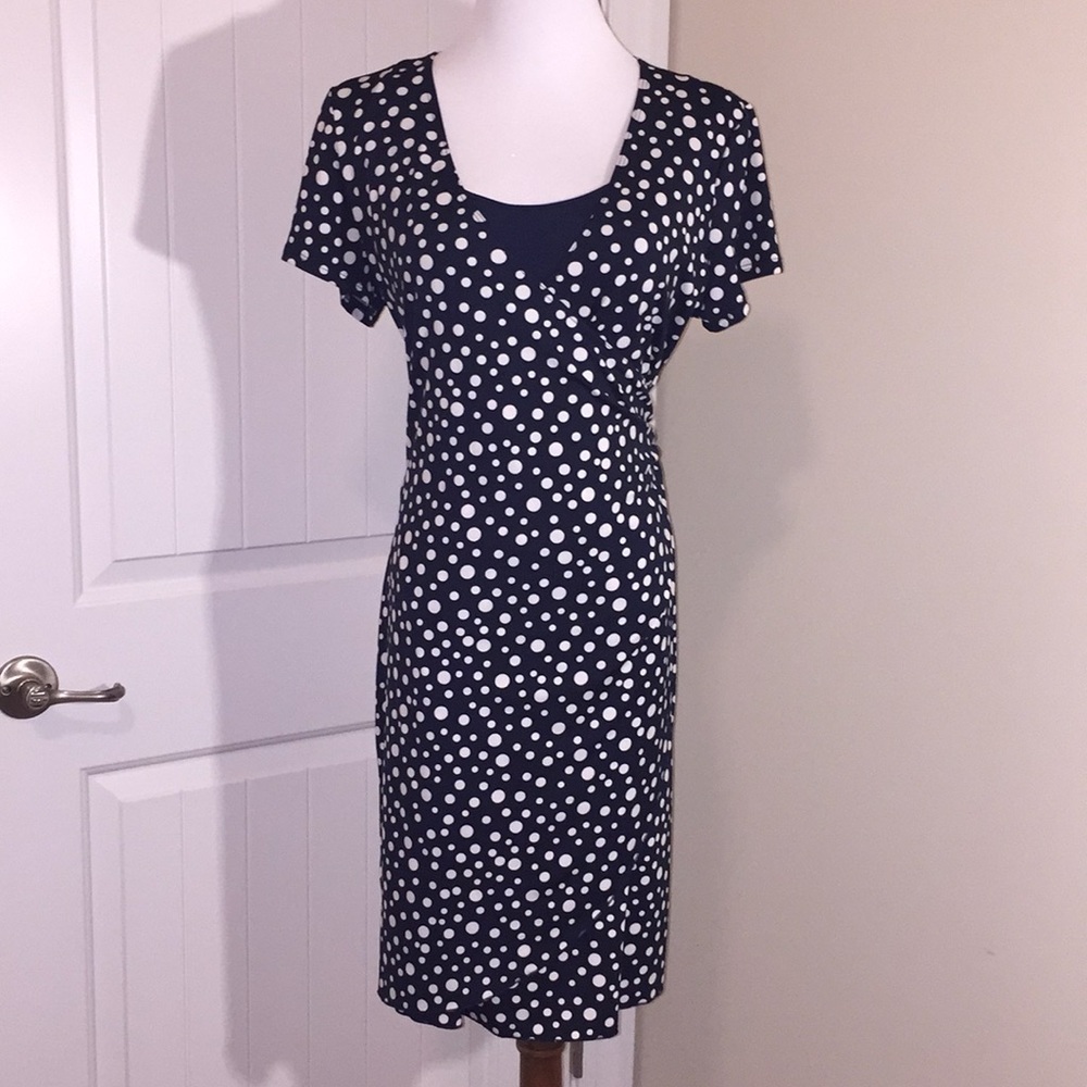 🆕NWT Notations Petite Polka Dot Faux wrap dress